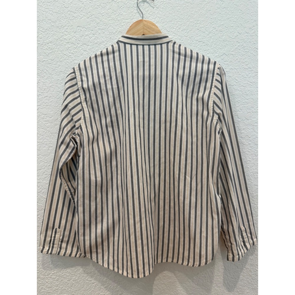 Vintage Liz Claiborne Striped Mandarin Collar Cotton Shirt PS 90's Academia - Picture 7 of 12